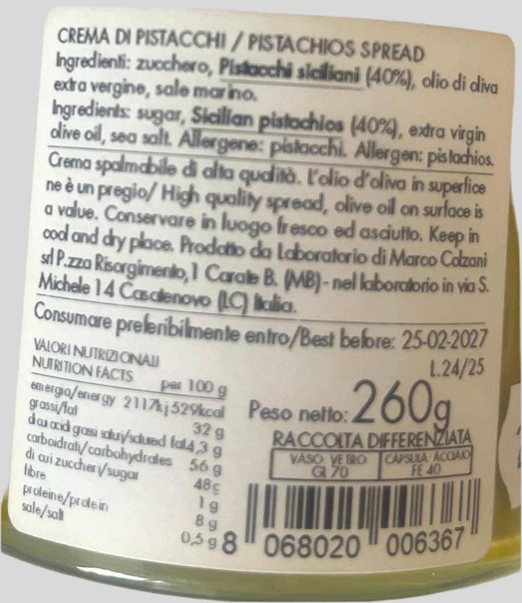 Crème de pistaches de Sicile, Marco Colzani