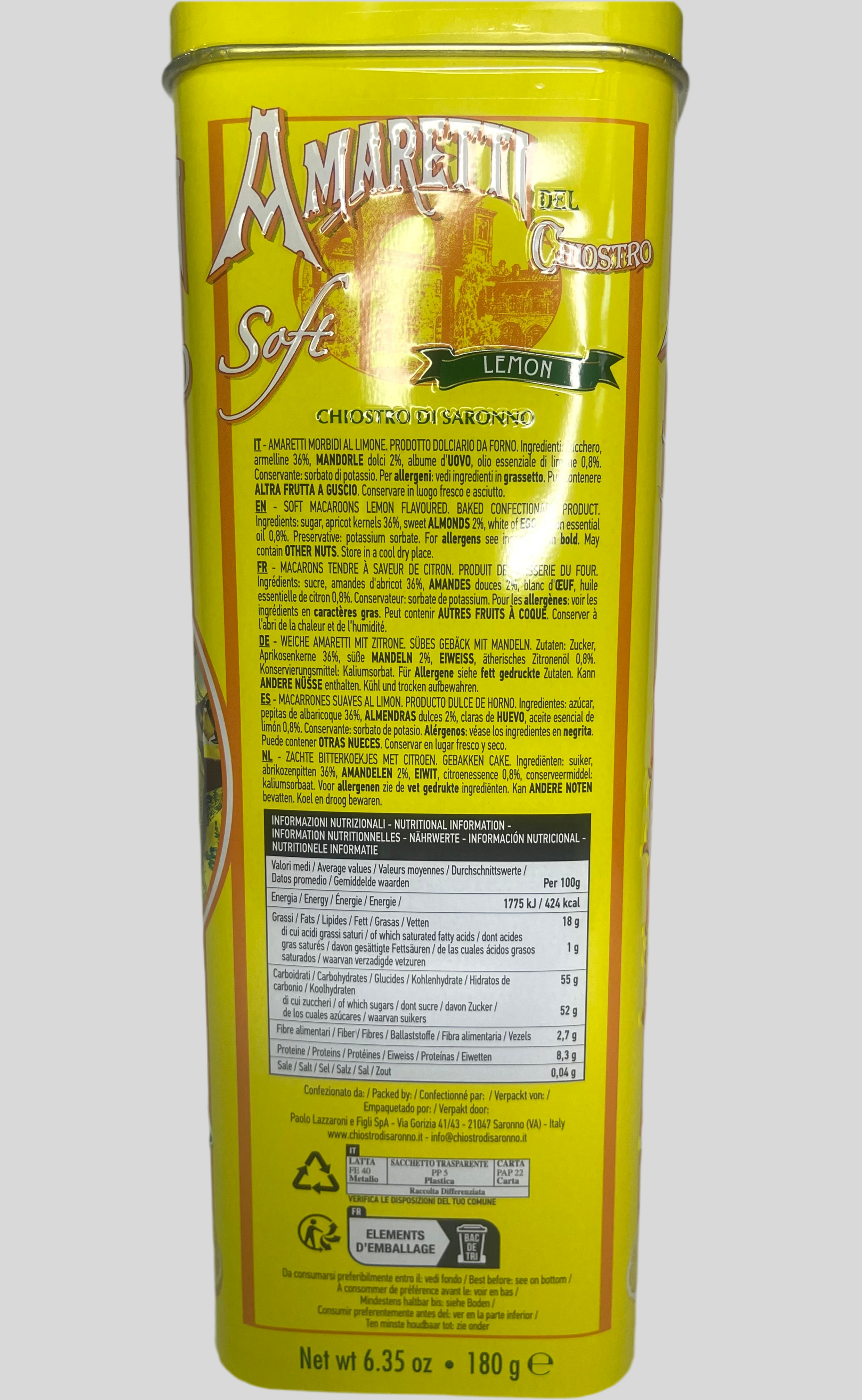 Amaretti Soft au citron Del Chiostro Boîte métal collector 180g