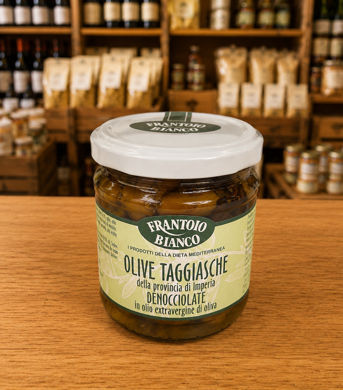 Olives Taggiasche dénoyautées à l’huile d’olive, Frantoio Bianco