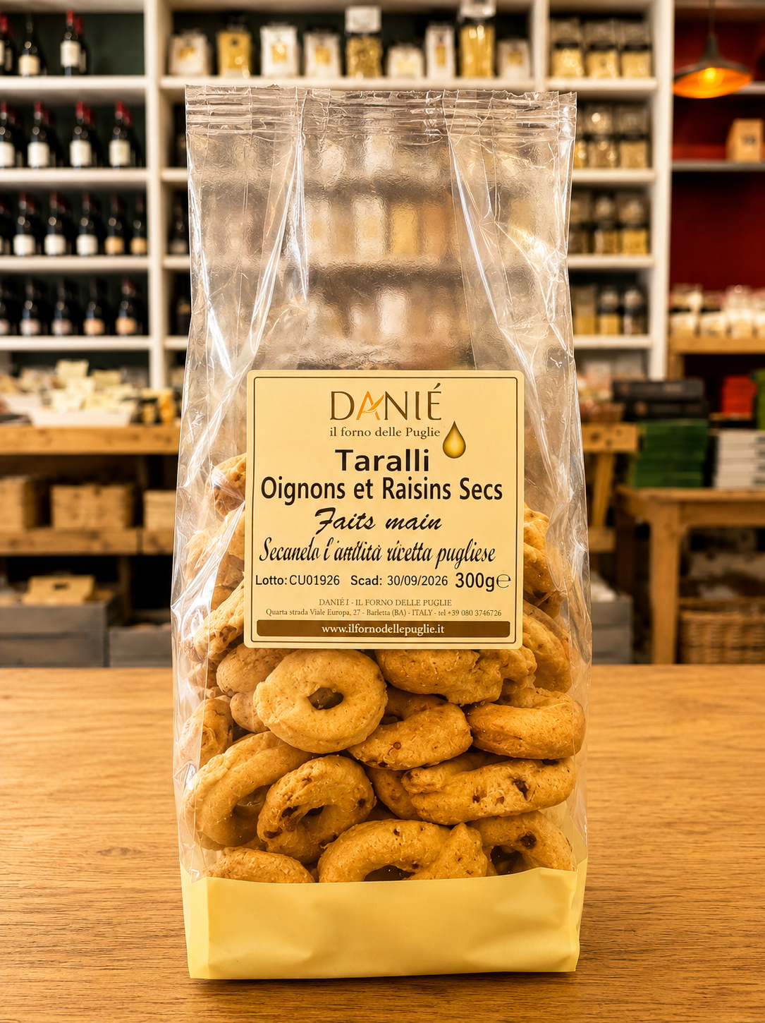 Taralli aux oignons et raisins secs, Danié, 300g