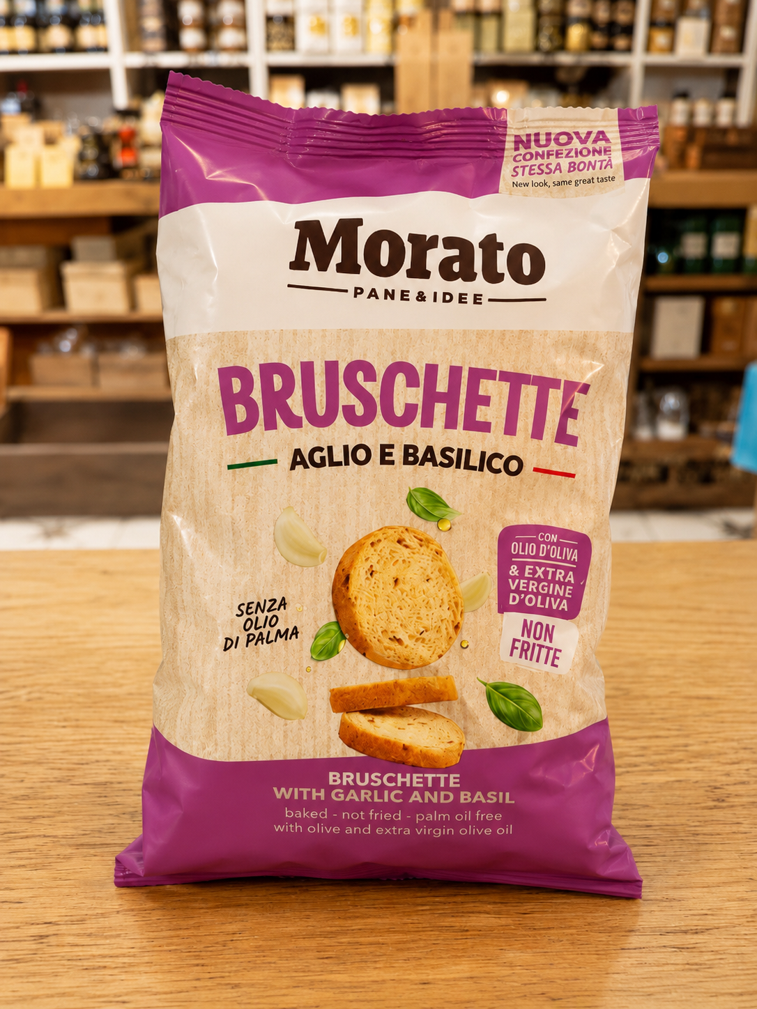 Bruschette croustillantes à l’ail et au basilic Morato 150 g