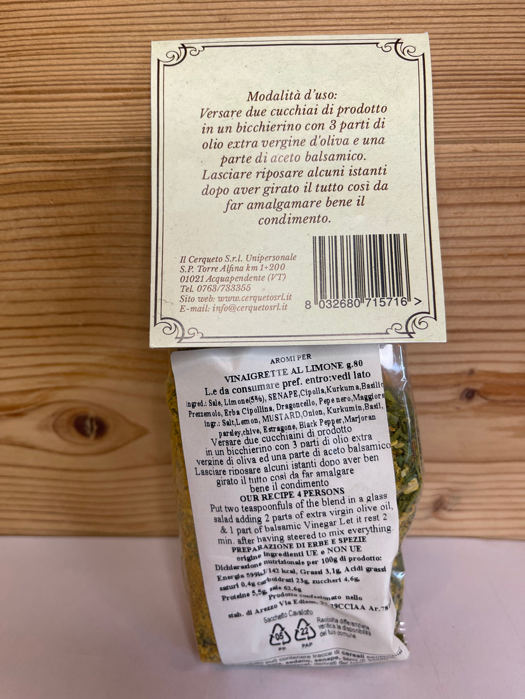 Vinaigrette au citron, Cerqueto