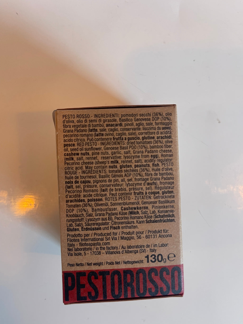 Pesto de tomates séchées, Filotea