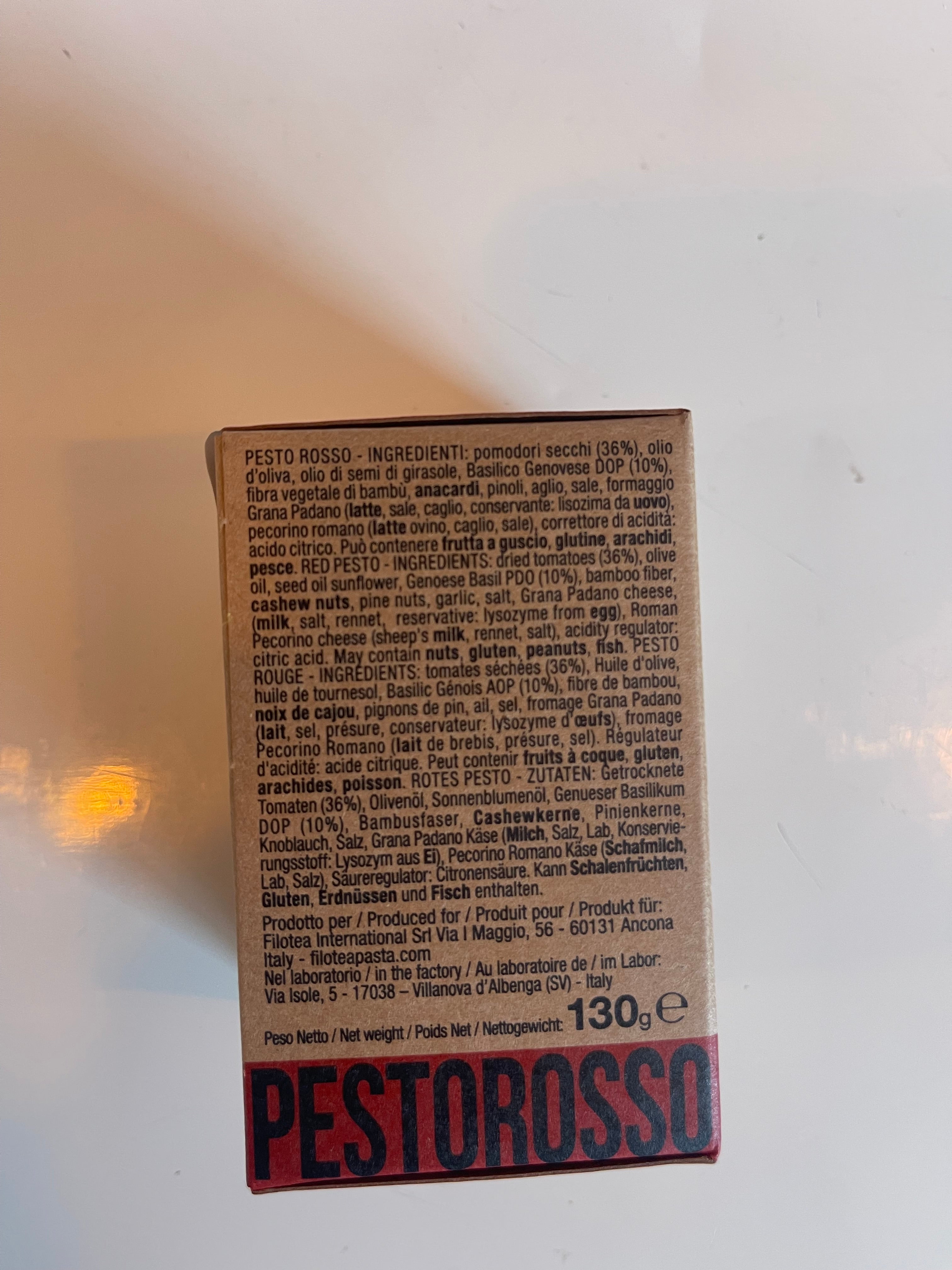 Pesto de tomates séchées, Filotea